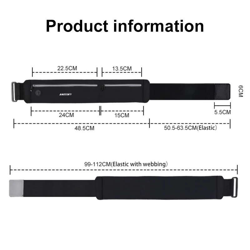 HAISSKY الرياضة حزام الجري أكياس آيفون 17 16 15 14 13 12 برو ماكس 15 زائد سحاب عازل للماء جيب الخصر الحقيبة الهاتف #3