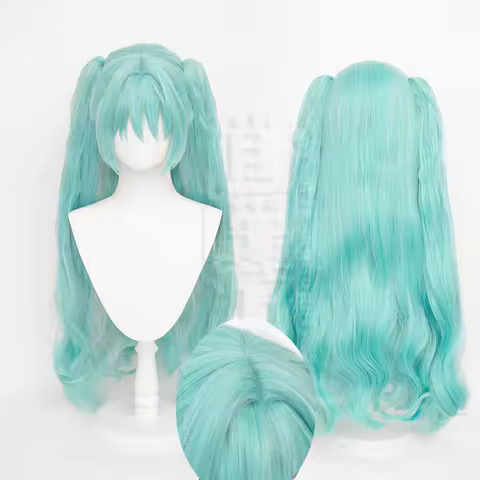 Anime Miku Cos Wig 80CM Mint Green Heat Resistant Synthetic Hatsune Hair Halloween Party Cosplay Wigs+wig Cap