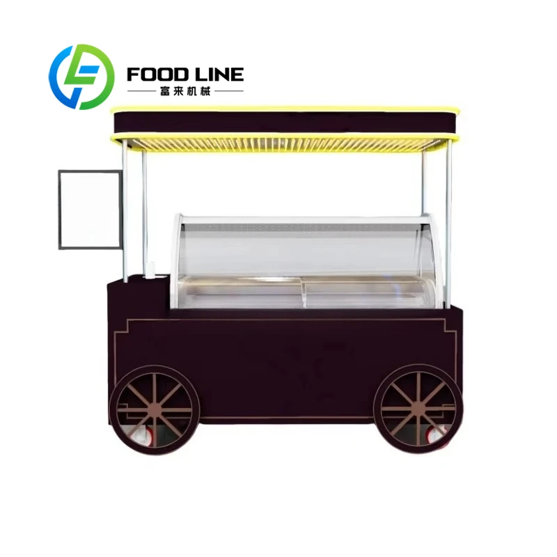 

Customized Mobile Kitchen Fully Equipped Mexican Ice Cream Push Cart Freezer Cart