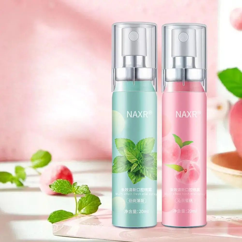 Oral Fresh Spray 20ml Mouth Freshener Oral Odor Treatment Litchi Oral Peach Breath Fruit Oral Remove Bad Persistent Flavor A7B6