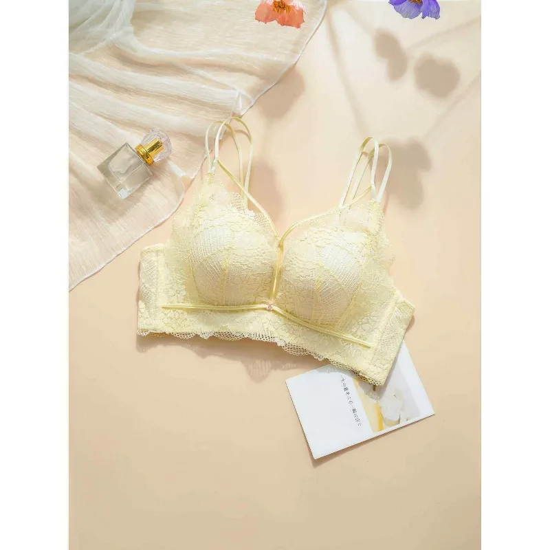 Lace Sexy Lace Lingerie 5CM Thick Push Up Bra Small Bust, No Empty Space Flatten Chest, Enhances Fullness 32-38 Best Seller S-XL