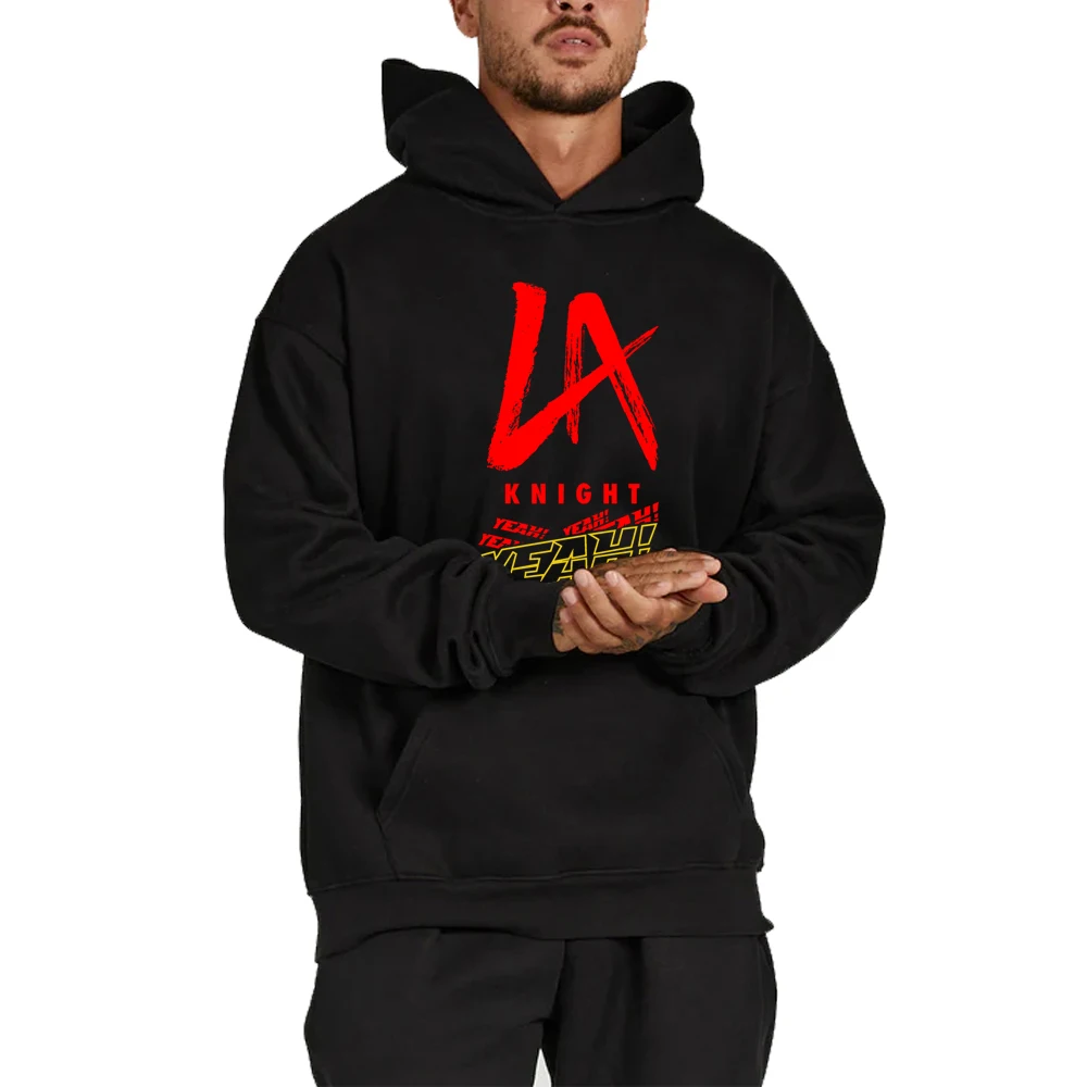 2025 Spring and Autumn Men's Famous Wrestler LA Knight Hoodie Street Fashion Leisure Sports Pullover