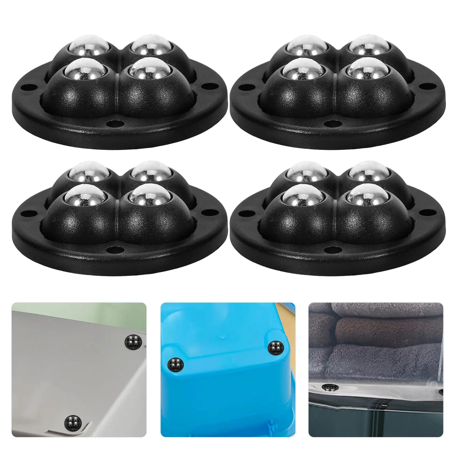 4pcs 360° Swivel Mini Caster Wheels with Adhesive Backing for Chairs, Tables, Microwaves & Storage Boxes