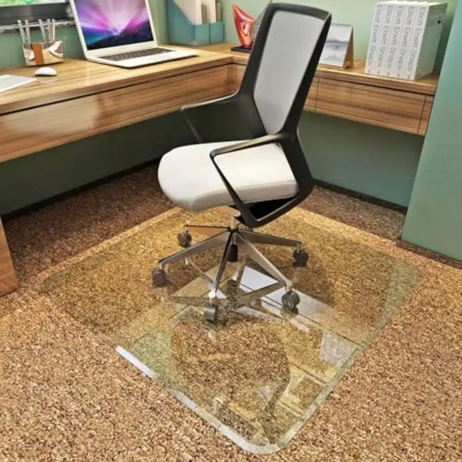 

36x46 Tempered Glass Chair Mat for Carpet with Beveled Edge for Carpet and Hardwood Floors Smooth Glide Office Chair Floor Pr