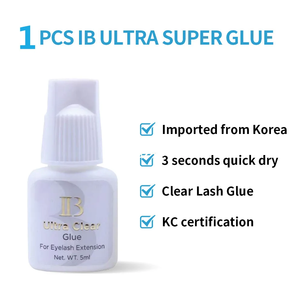 1 bottle Original I-BEAUTY Ultra Clear Glue IB Eyelash Extension Transparent Glue Long Lasting Tasteless 3s Slow Dry  Korea Glue