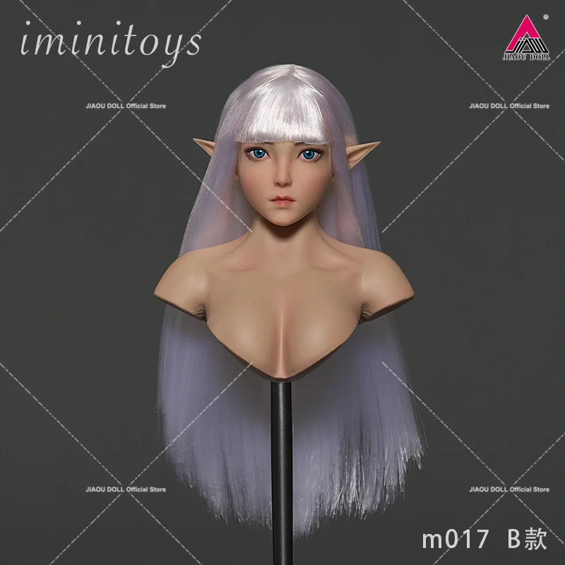 Iminitoys M017 1/6 Anime Elf Girl Head Sculpt Blue Eyes Carving Model Fit 12'' TBL JIAOU Pale Female Soldier Action Figure Body