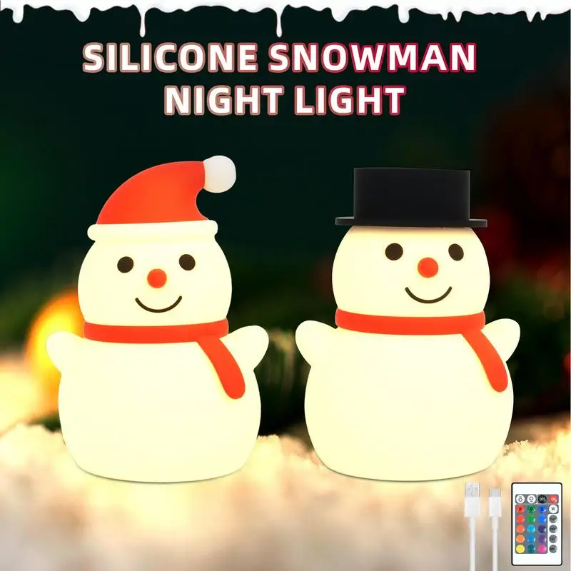 

Silicone Pat Light Christmas Snowman Touch Night Light Dimmable Nightlight Xmas Gift LED Lamp festival Room Decoration