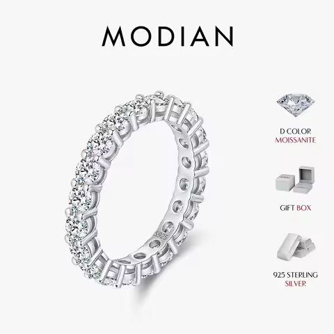 MODIAN Dazzling D Color Moissanite Eternity Band Rings 925 Sterling Silver Luxury Stackable Fashion Ring For Women Fine Jewelry