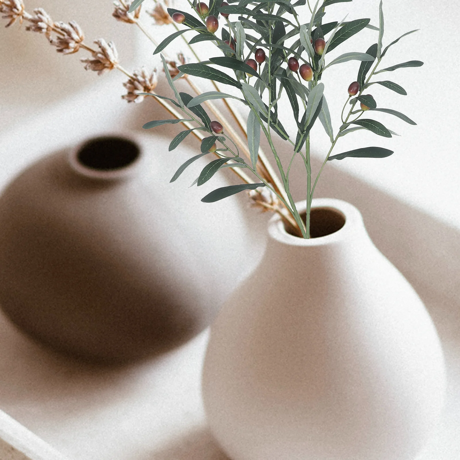 

2pcs Realistic Olive Branches Fake Plant For Home Wedding Party Office Coffee Shop Wall Decoration Artificial Greenery Stems