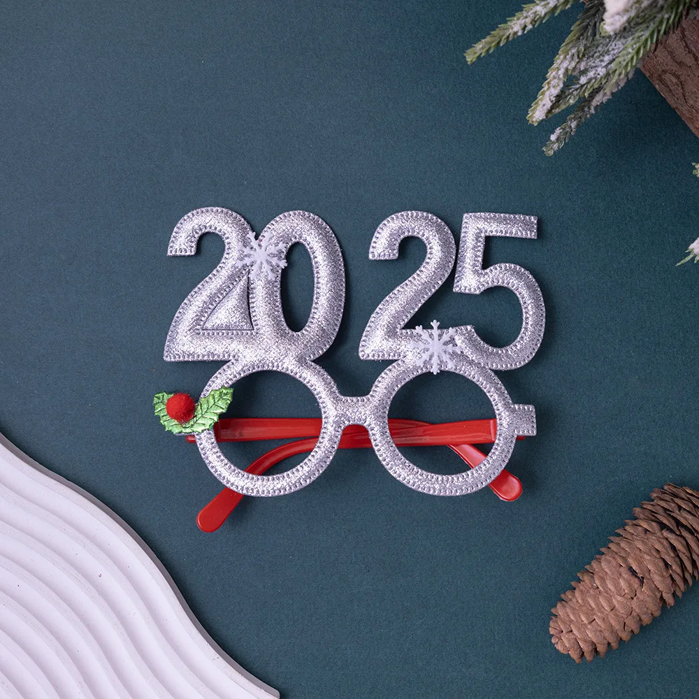 Gafas de Año Nuevo para niños, adornos navideños, utilería para Fotos de Fiesta de Nochebuena, marco de anteojos, regalos, 2025