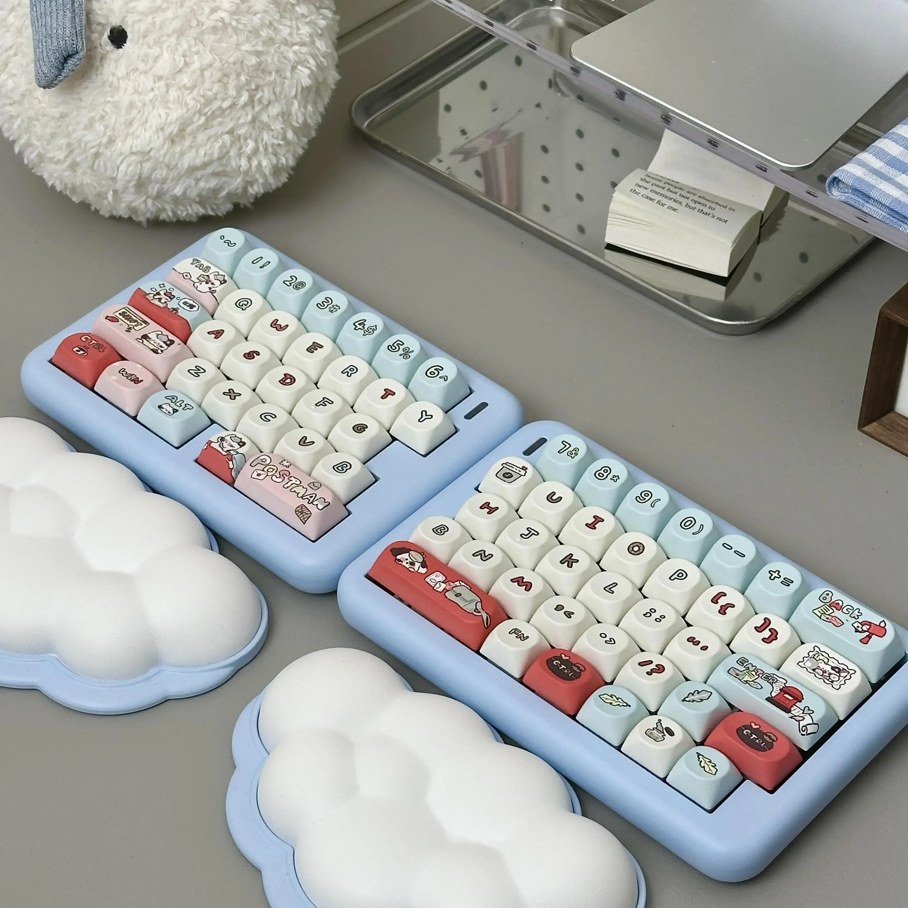 Original design mail carrier kitten keycap SO height cute pbt five-sided sublimation keycap