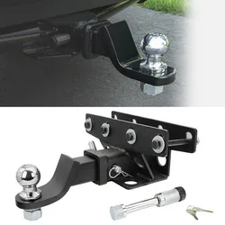 Tailer Rear Bumper Towing Hook Receiver w/ 2inch Hitch Ball For Jeep Wrangler JK JL 2007-2023