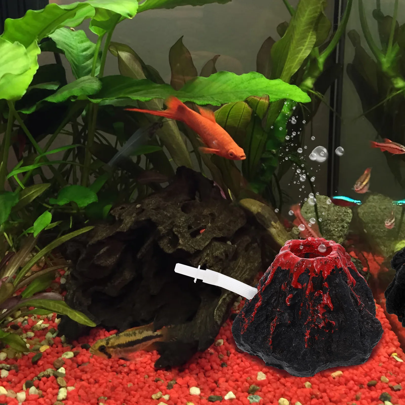 

Resin Volcano Aquarium Decor Tank Ornament Bubbler Lifelike Simulation Safe Non-Toxic Long Lasting Fish Hideout Play Area Fish