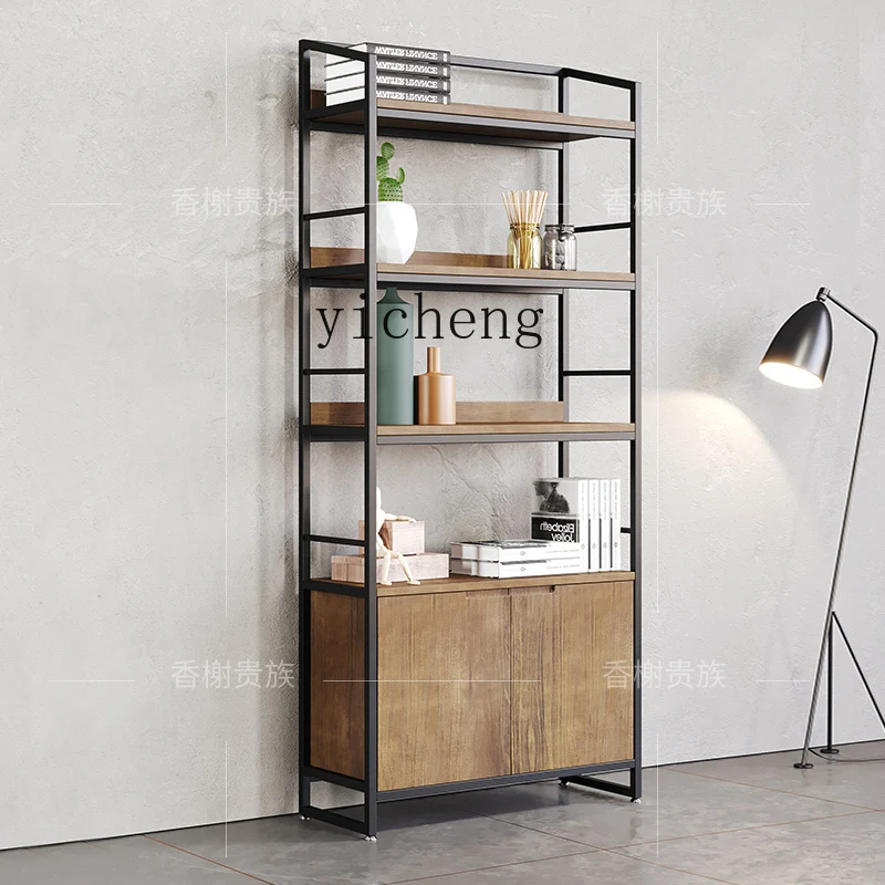 YFY  office partition rack solid wood wrought iron display rack industrial wind baffle screen storage rack