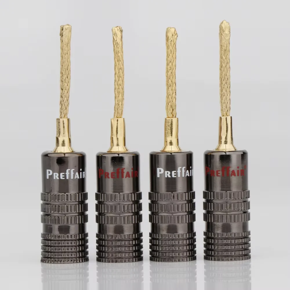 4 pack BA series High Quality Silver/Gold/Rhodium-Plated Banana Plug Connector Double Screw for Speaker Cable