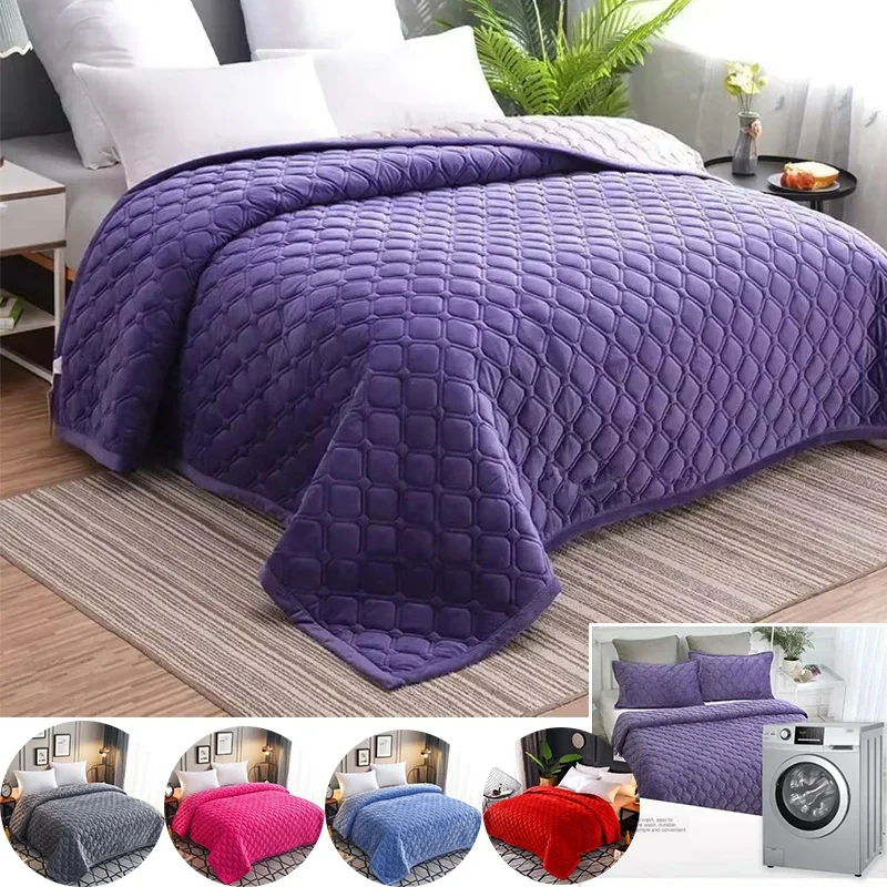 

1PC Velvet Bedspread on The Bed Plaid Bed Cover Quilted Bedspread Mattress Cover Winter Warm Thick Blankets Quilt for Beds