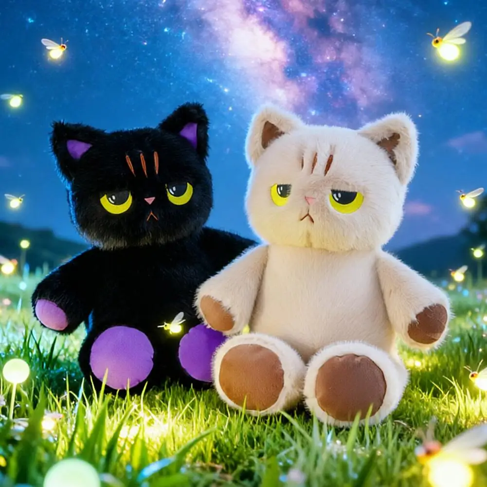 45cm Grumpy Walking Cat Plush Toy Fluffy Stuffed Kitten Doll Huggable Running Kitty Doll Soft Cute Hug Pillow Birthday Gift