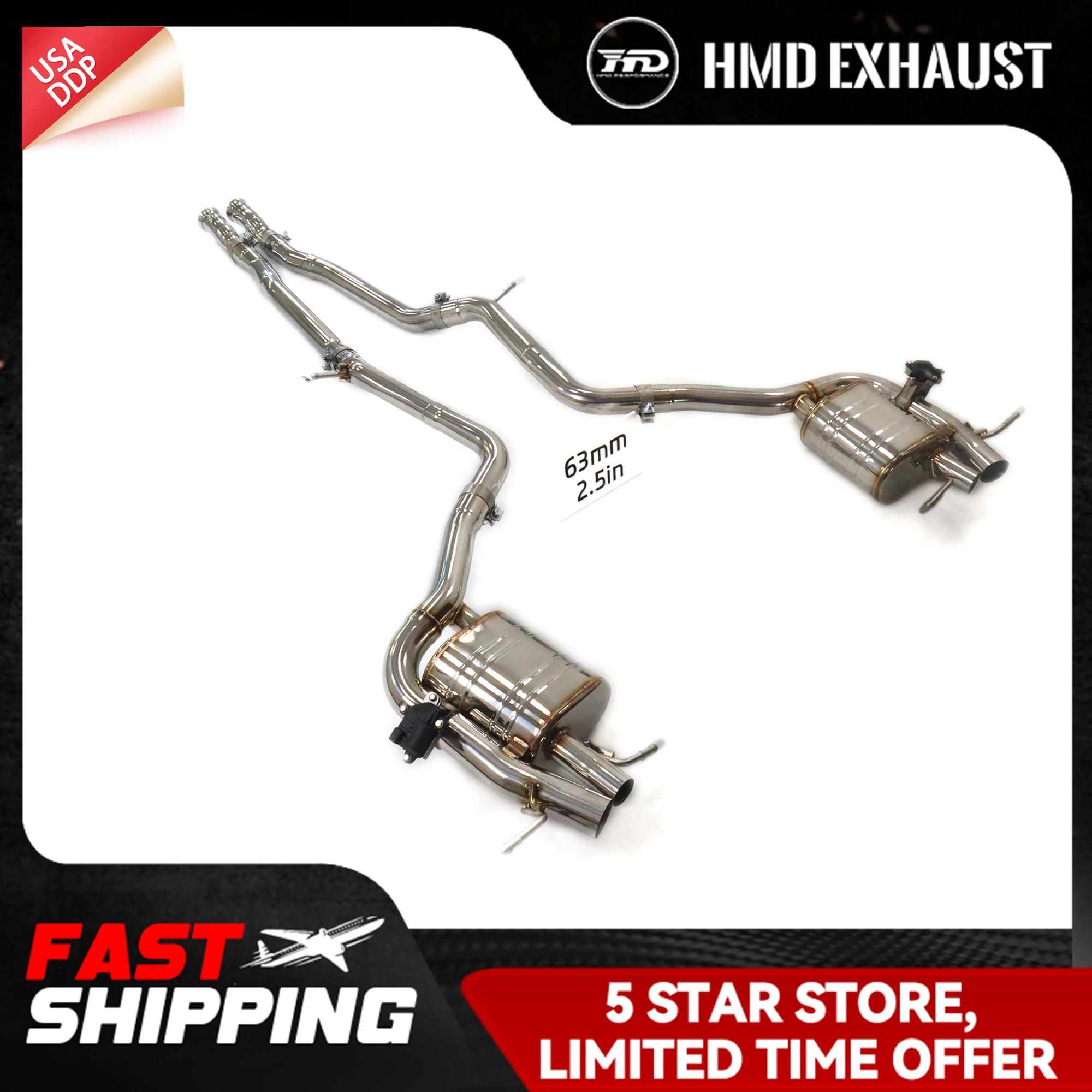 

HMD Catback для Mercedes Benz S63 W223 SS304 Отличные звуки Высокоточная выхлопная система Электронные клапаны ﻿