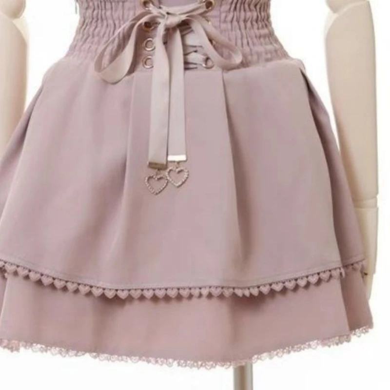 Women Skirt Pants Black Short Dresses Bow Tie Clothing Buckle High Waist Vintage Y2k Harajuku Streetwear Girl Sweet Chic Sexy