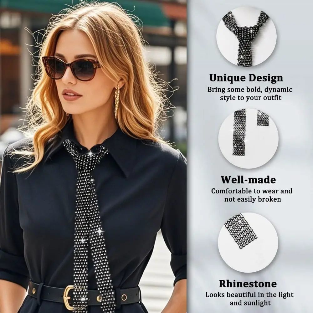 

Элегантный длинный блестящий шарф длиной 1,3 м, шейный платок, сверкающее роскошное колье-колье, ожерелье с блестящими стразами, галстук на каждый день/вечеринку/танции