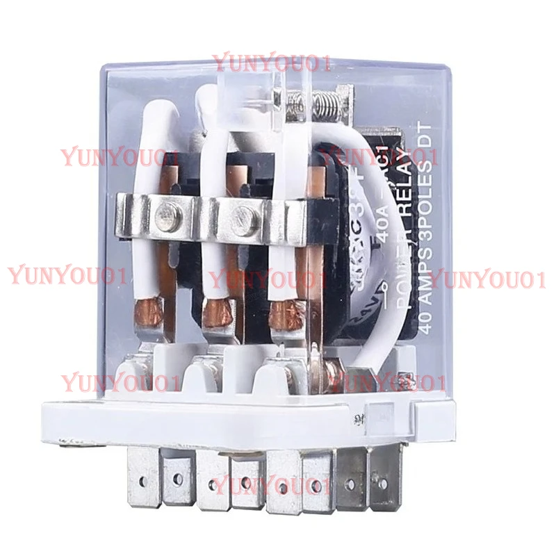 JQX-38F 40A High-power Relay Without Base DC12V DC24V AC220V 3NO 3NC 11 Pin Fire Resistance Shell Relay