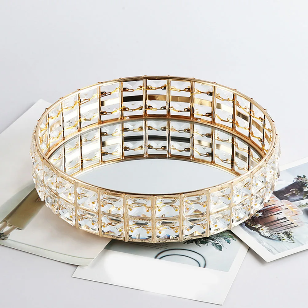 

Золотой 25 см хрустальный поднос для ювелирных изделий, косметики, хранения ключей, зеркальный туалетный столик, декор для ванной комнаты, ganizer, маленькая парфюмерная раковина, брелок