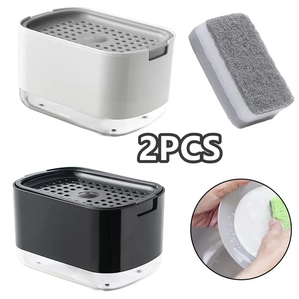 

2In1 Dish Soap Dispenser Liquid Soap Pump Dispenser Soap Container With Sponge Holder For Kitchen Bathroom Washing Accessories