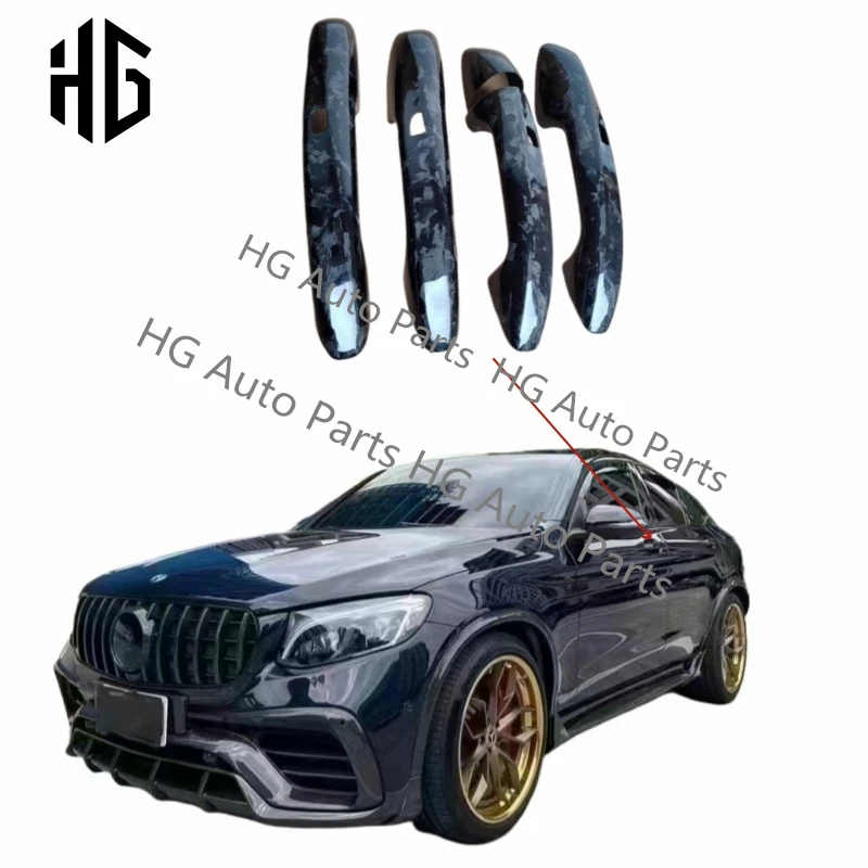 Carbon Fiber LHD Exterior Door Handles Cover Trim For Mercedes-Benz C-Class W205 GLC X253 E-Class W213 Outer Doorknob handles