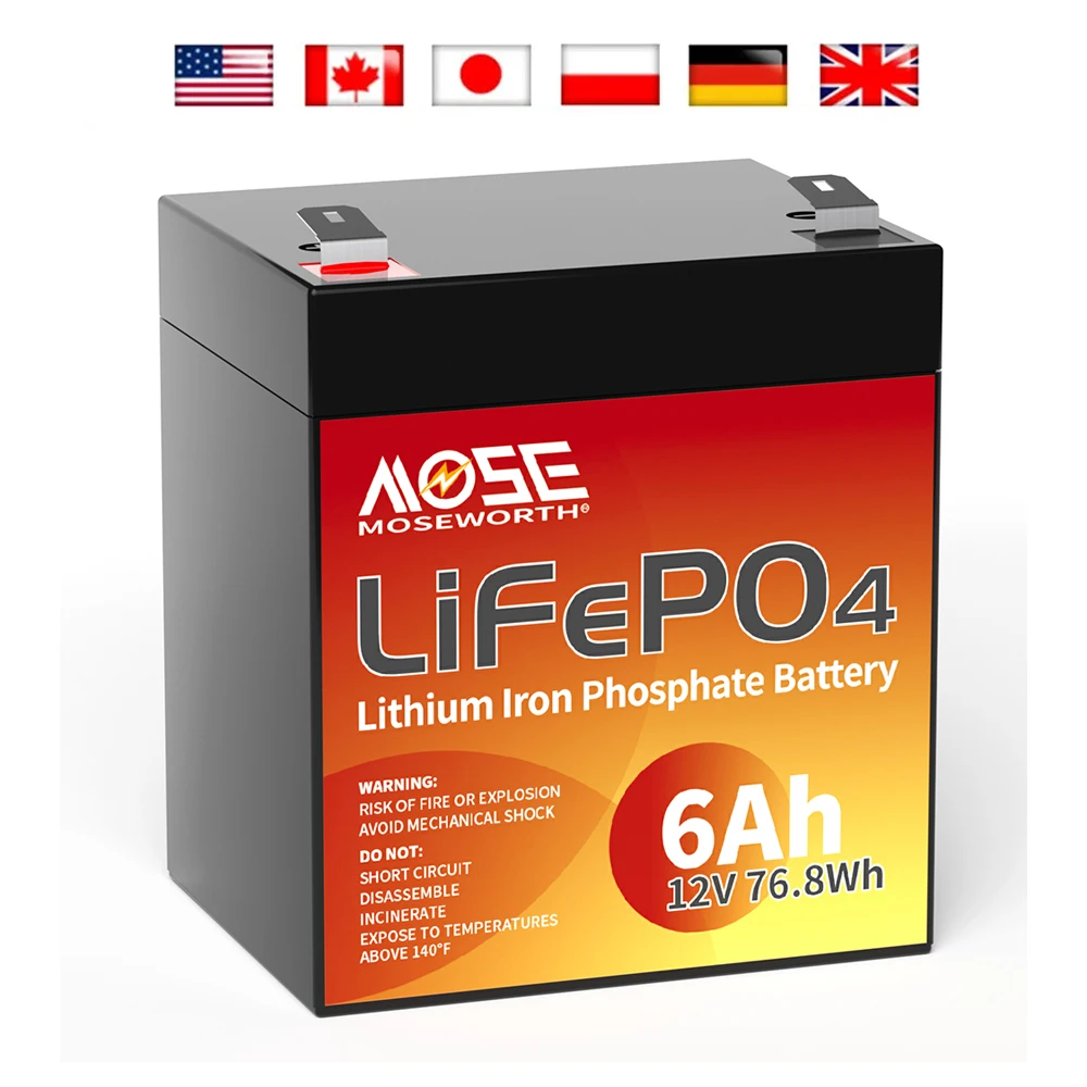 

12V 6Ah LiFePO4 Lithium Iron Battery Iron Phosphate Battery Rechargeable Deep Cycle Battery for Scooter Boat Van Series Parallel