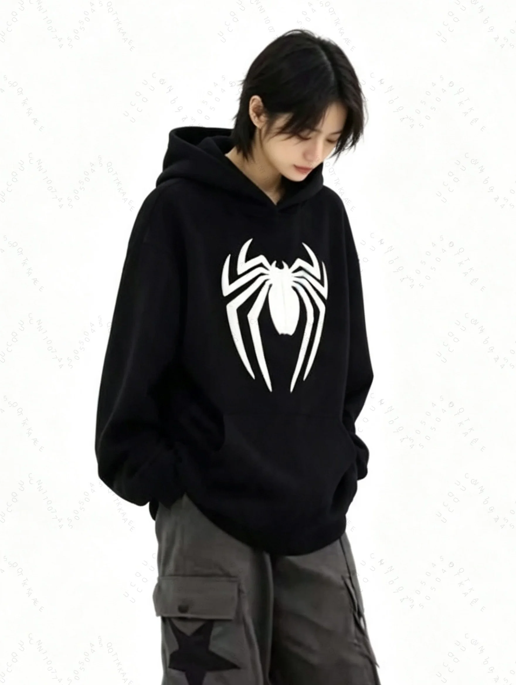 Biology Spider Print Hoodie Women Men Streetwear Harajuku Graphic Oversized Jacket Hood Shirt Punk Gothic Y2k Hiking Sweatshirt