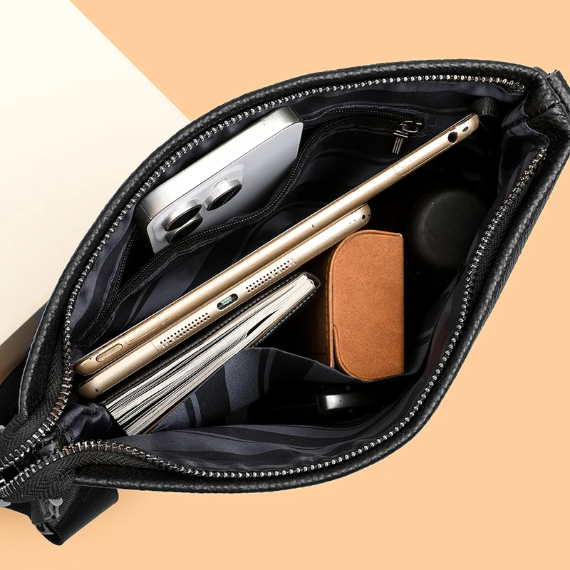 حقيبة كتف عصرية جديدة من جلد البقر للرجال بلون سادة حقيبة كروس 가방 bolsos para hombre sreка sacoche homme #5