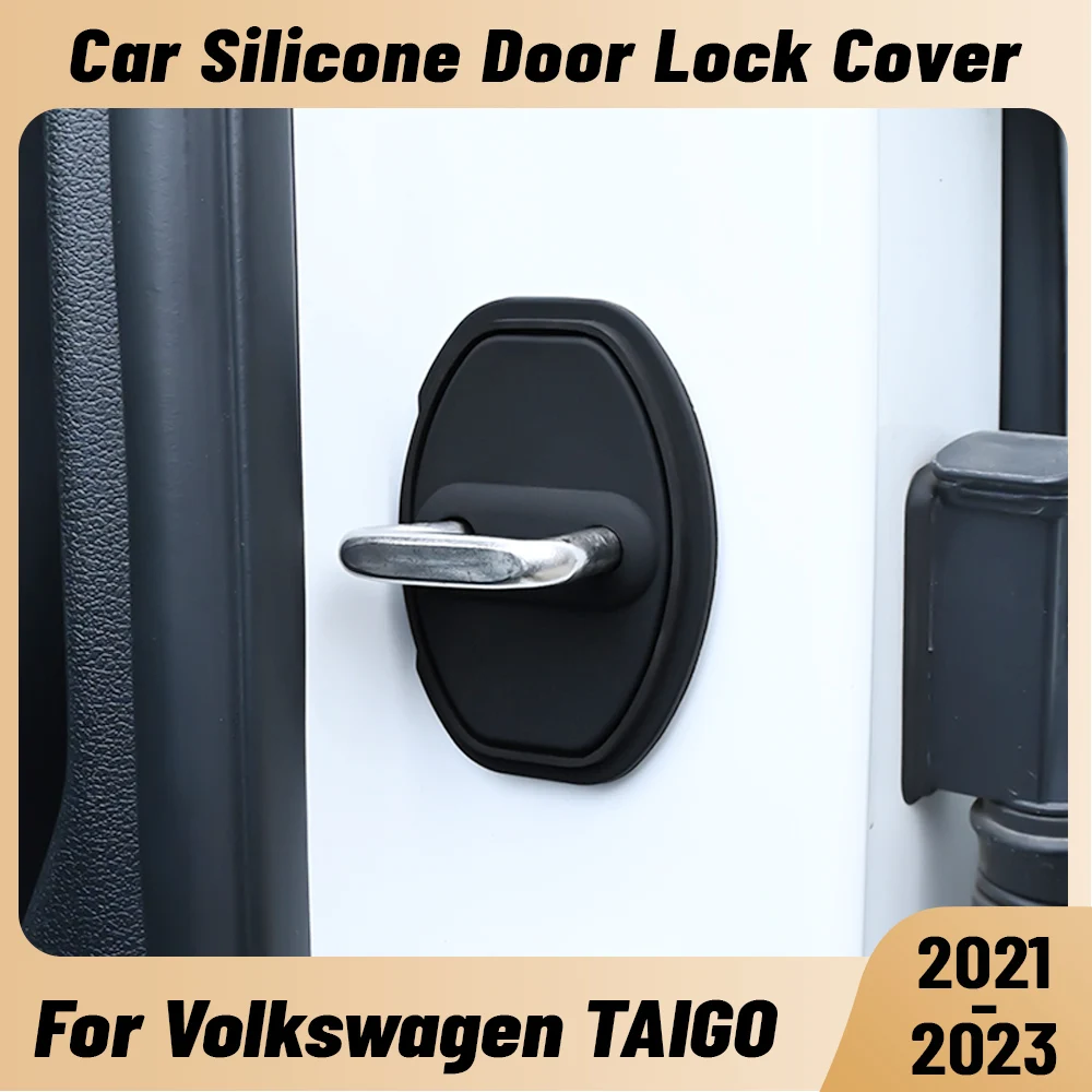 For Volkswagen TAIGO 2021-2023 Car Door Shock Absorber Door Lock Protector Silicone Auto Door Lock Latches Cover Accessories