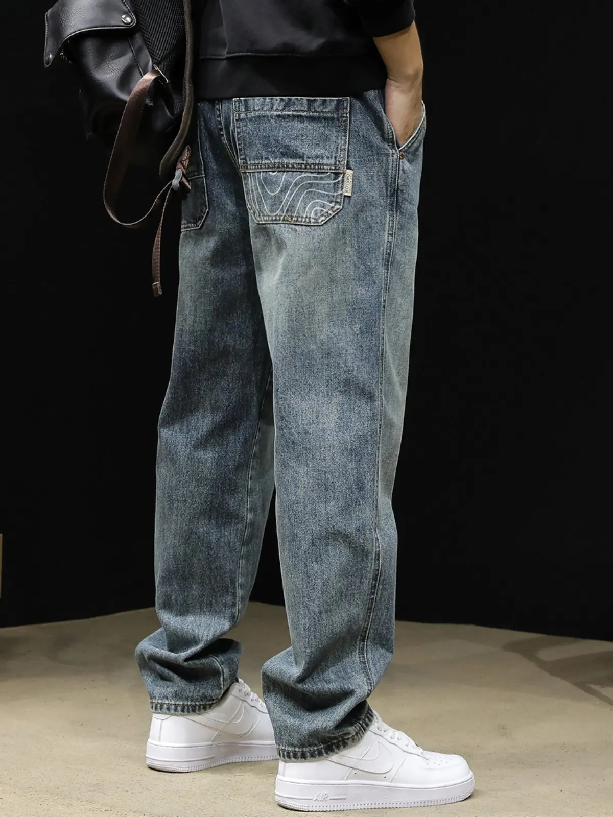 

Loose Straight Leg Men's Jeans Autumn New Style American Brand Large Size Trendy Men's Pants Breathable Wear Resistant Non ...