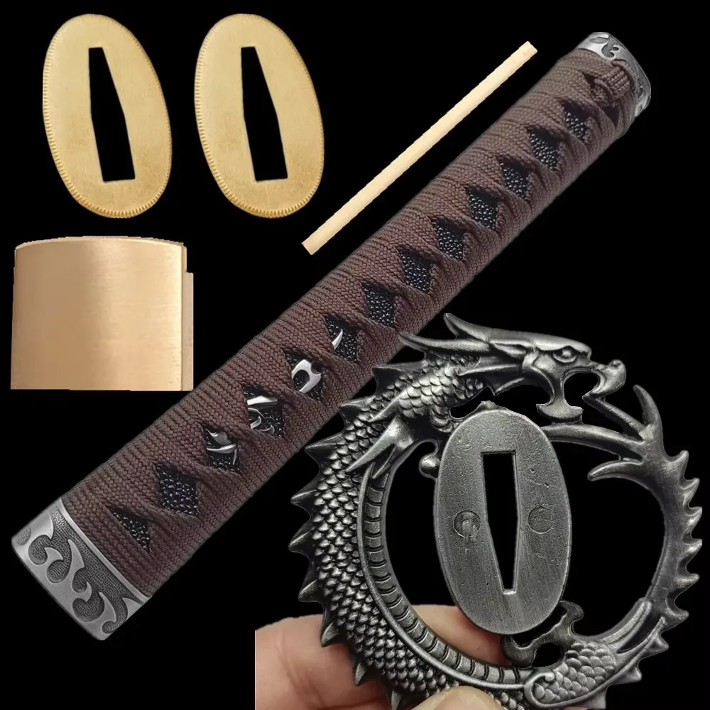 

A Set 26cm Handle Tsuka Tsuba/Fuchi/Kashira/Habaki/Menuki/Seppa For Japanese Sword Katana Wakizashi Fittings