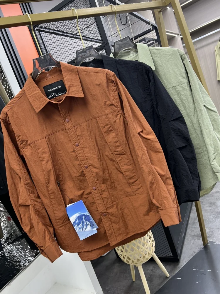 

Весенняя мужская повседневная рабочая одежда irt Jaet ket Long Sve Layering Faion, легкая складная дышащая городская одежда