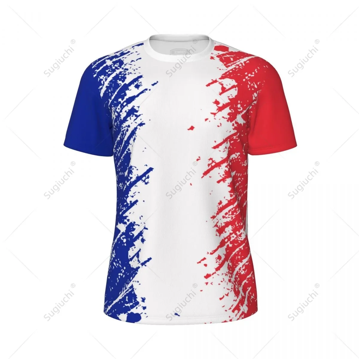 Sales Design French Flag Grain 3D Printed T-shirt Men\'s Running Bike Football Tennis Fitness Sports Breathable T-shirt