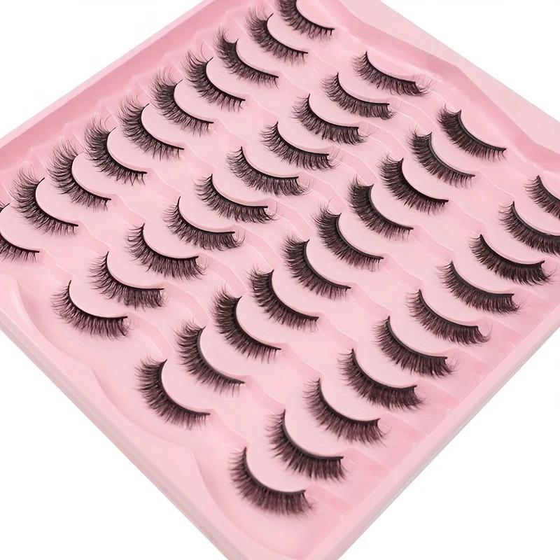 20 pares de lujoso juego de pestañas postizas de ojo de gato de visón artificial 3D: esponjoso, grueso, rizado, natural, reutilizable, fácil de aplicar - su