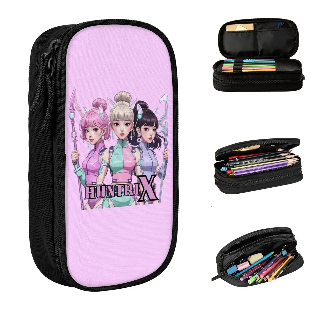 

KPop Demon Hunters Huntrix Pencil Case Back To School Pencil Cases Double Layer Boy Girl Portable Pencil Pouch School Stationery