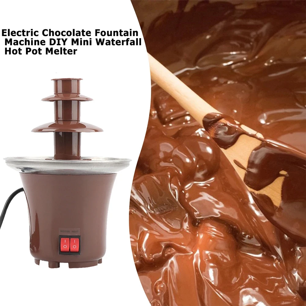 Mini fonte de chocolate artesanal, faça você mesmo, derretimento de chocolate com fondue de aquecimento, hotpot de 3 camadas para churrasco,