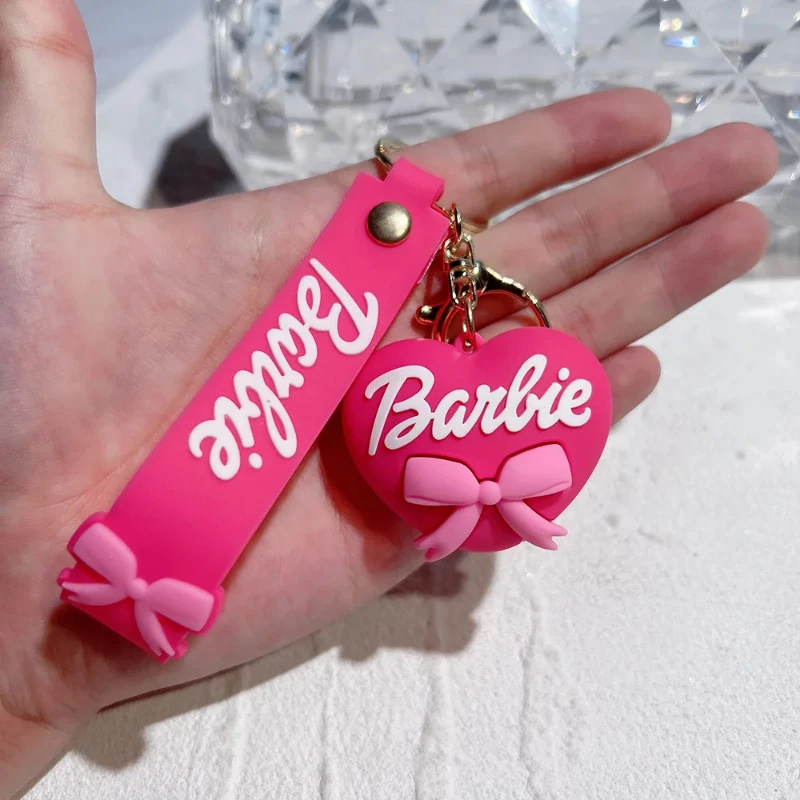 Miniso dessin animé rose Barbie princesse porte-clés pendentif Couple sac à dos Silicone poupée poupée porte-clés pendentif cadeau