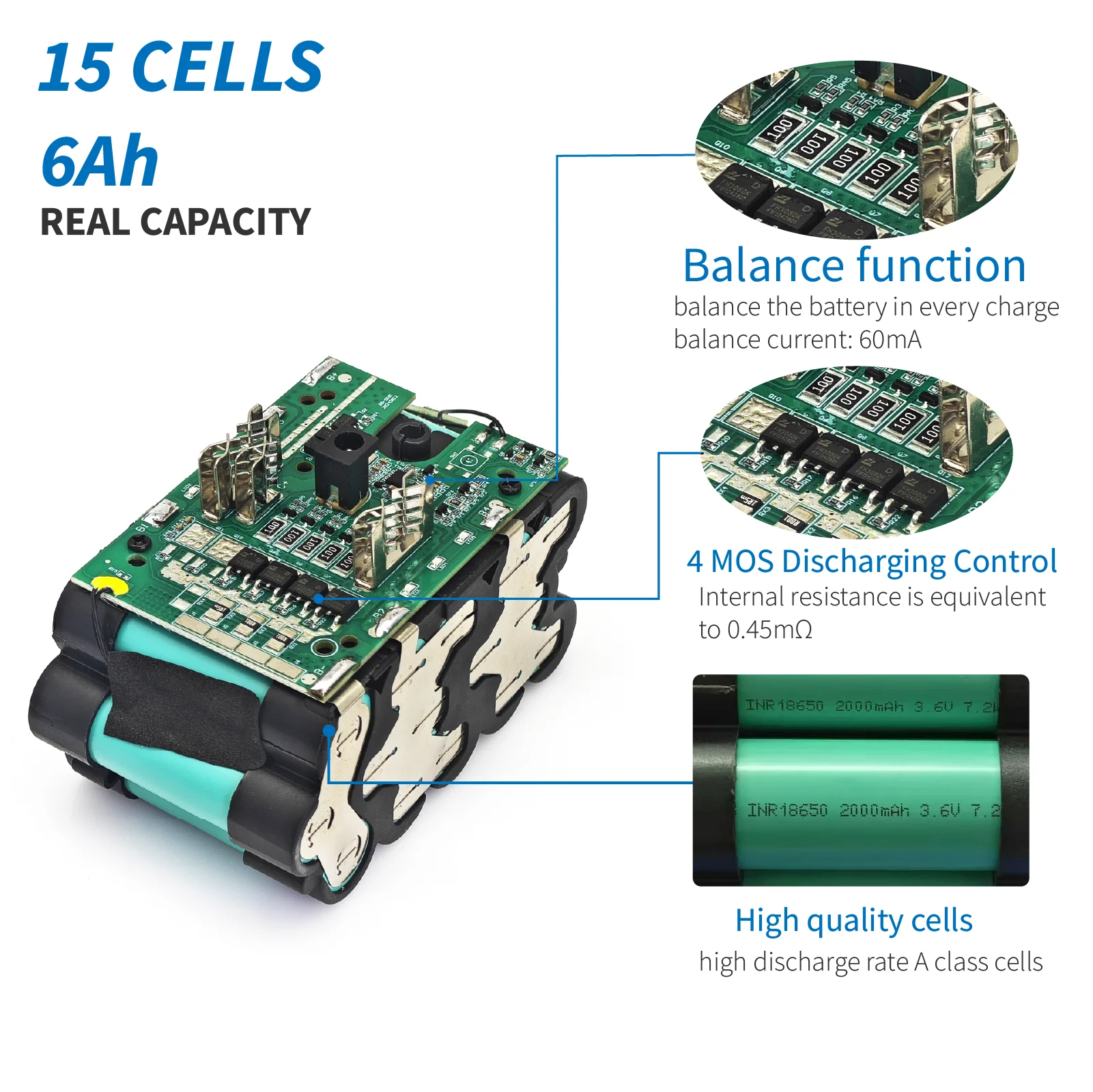 TPCELL 21V 2/4/6AH For Makita 18V Battery Power Tools Li-ion Replacement LXT BL1850 BL1840 for 18 V Screwdriver with BMS