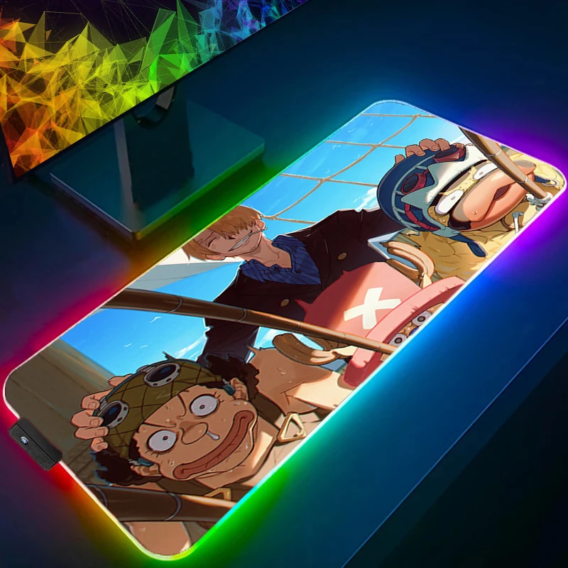 Grande mouse pad uma peça usopp led escritório computador tapete de mesa rgb teclado acessórios tapete jogos xxl mousepad backlight