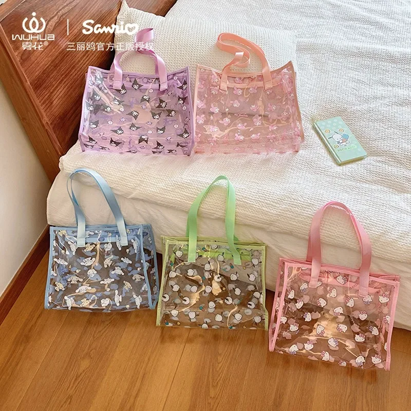 Hello Kitty Cosmetic Bag Melody Purses and Handbags for Women Sanrio Hand Wash Pouches Kuromi Tote Case Kawaii Mummy Boxes