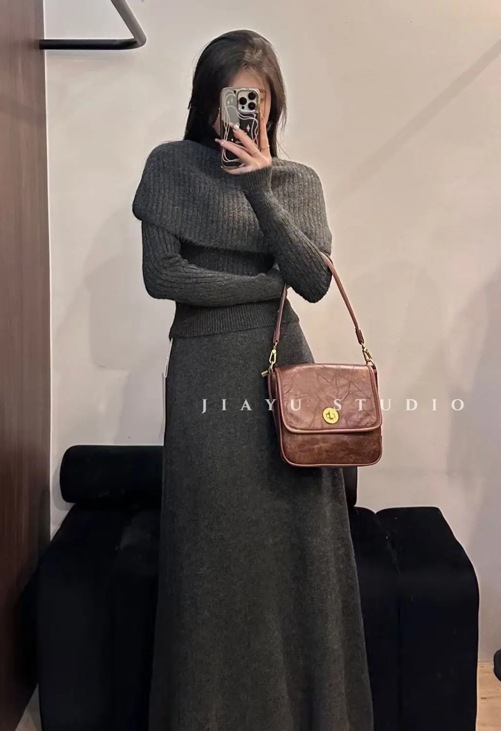Three Piece Fashion Set a Complete Set of Knitted Sweaters Women\'s New Chinese Style Woolen Dresses High Necked Dresses