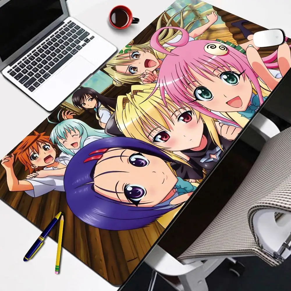 New Leather Mouse Pad To Love-Ru HD Printing Keyboard Desk Mats Kawai Cute Girl Non-Slip Desk Mat XXL90x45cm Student Writing Pad