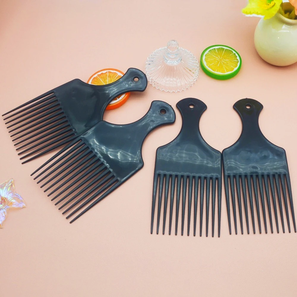 

Black Insert Afro Hair Comb Plastic Wide Teeth Pick Hair Fork Comb Salon Professional African Styling Hairdressing Tool Men