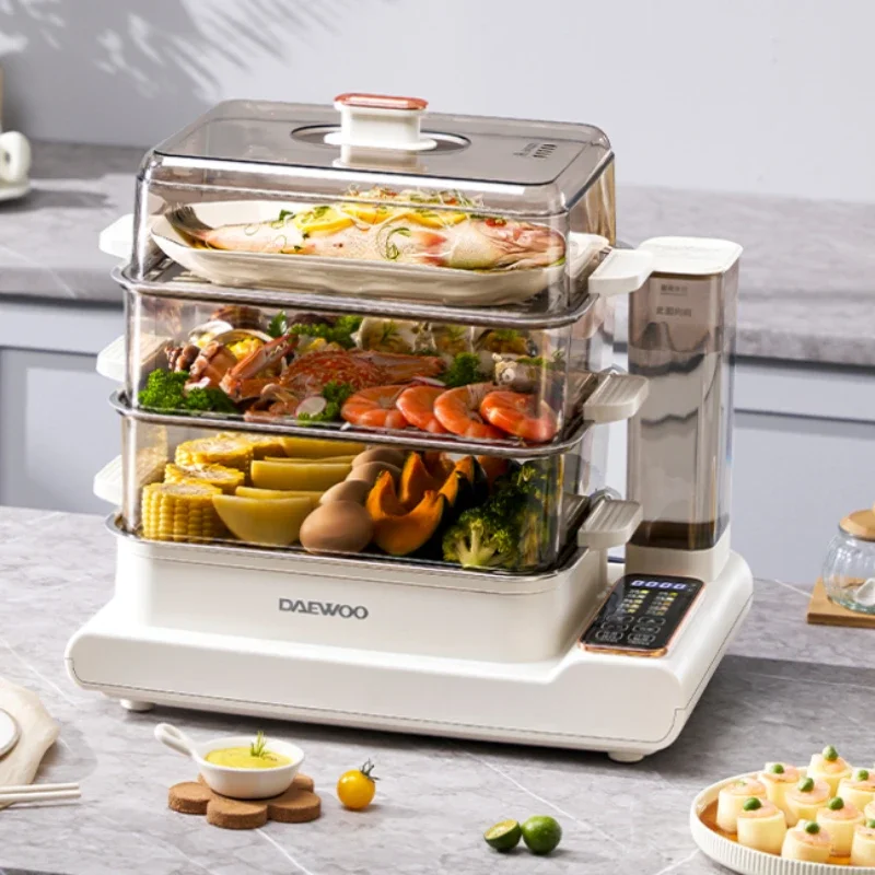 

Новая электрическая пароварка большой емкости, многофункциональная бытовая трехслойная пароварка, встроенная кастрюля для приготовления пищи и тушения