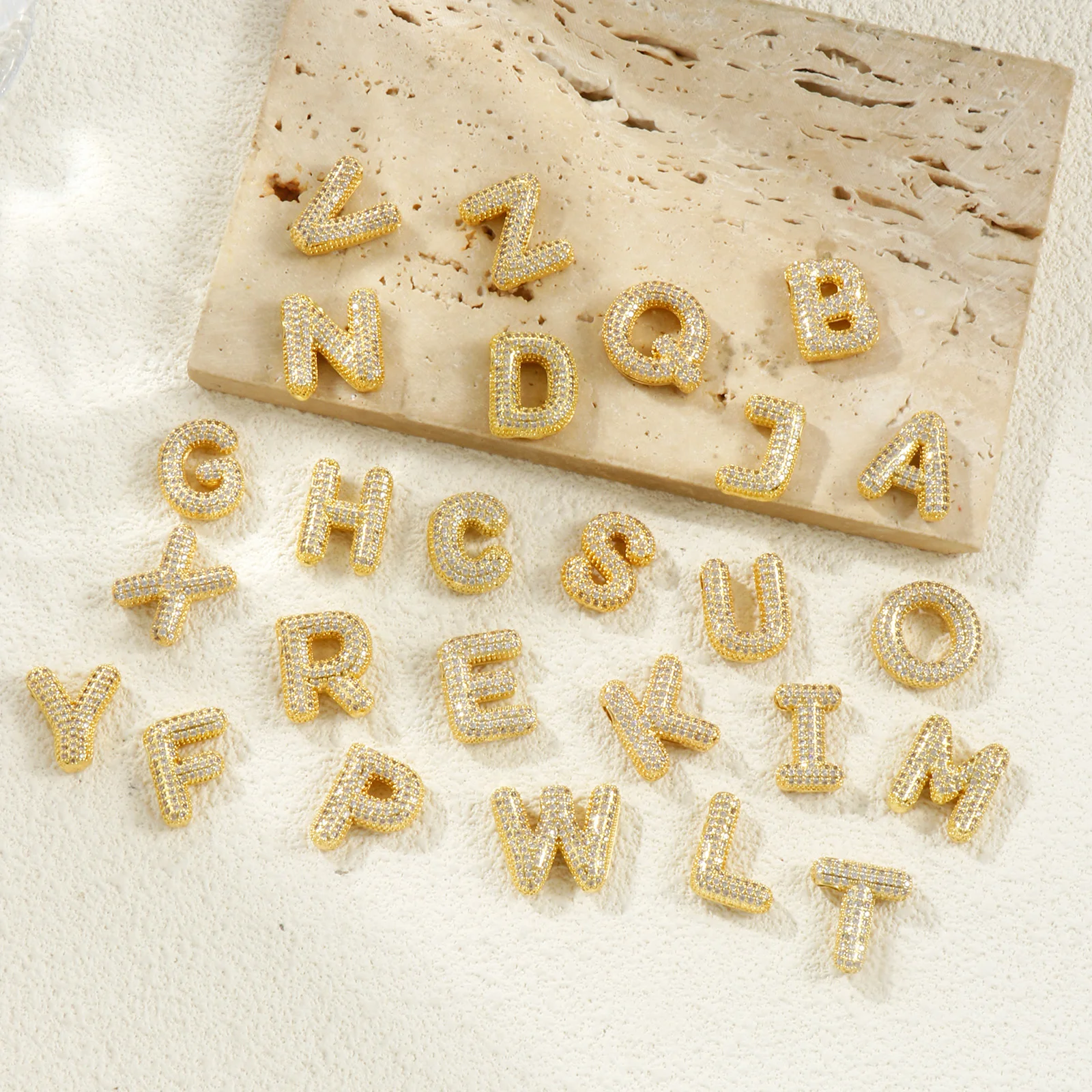 Doreen Box 1pc Gold Plated Brass Charms Capital Letter Name Message 