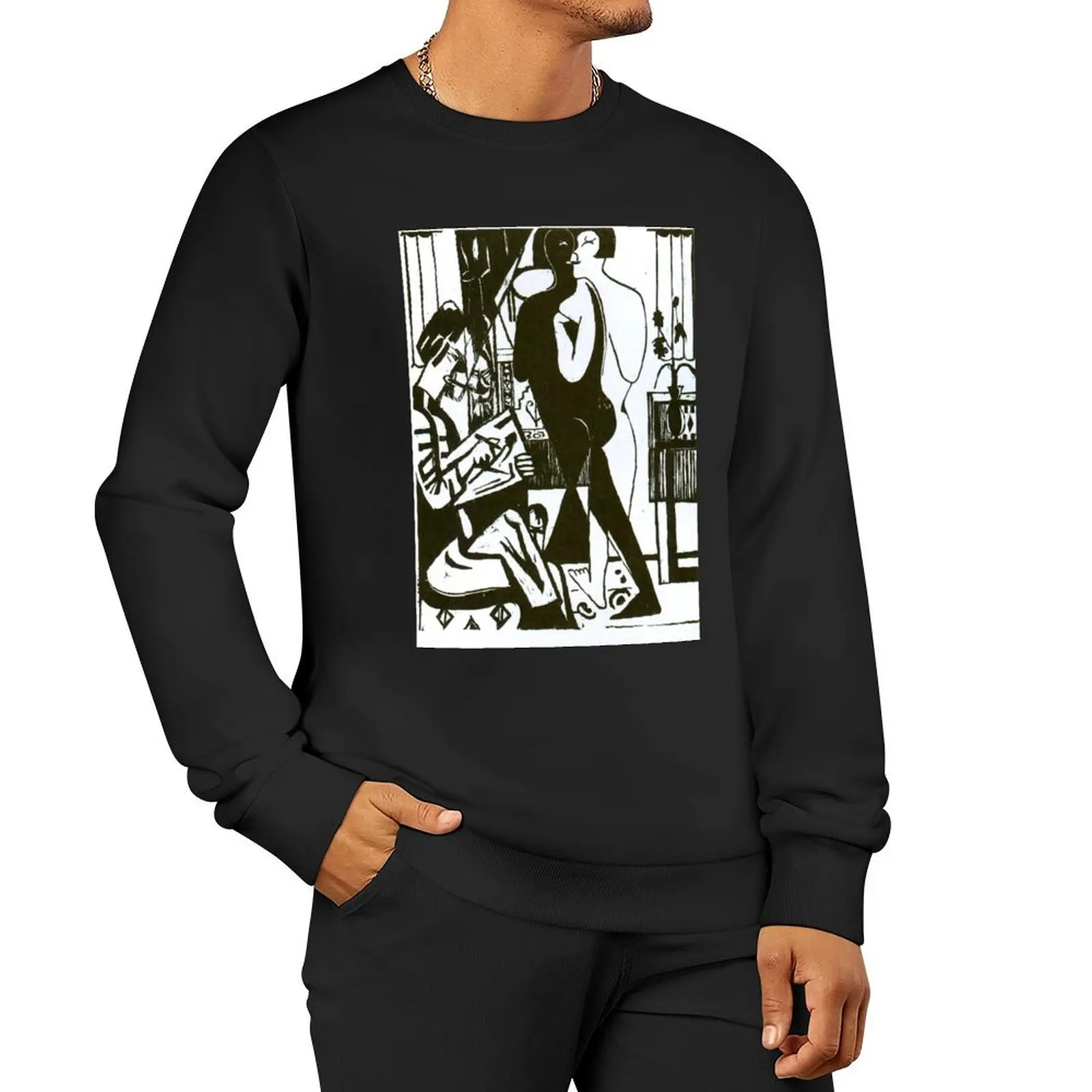 HD ERNST LUDWIG KIRCHNER - Painter and model 1936 Pullover Hoodie korean clothes anime sweatshirt