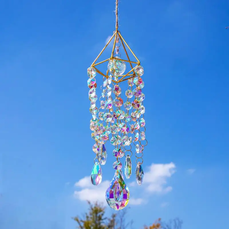 

Premium K9 Crystal Solar Wind Chime Pendant Rainbow Light Catcher Hanging Air Decor for Bedroom Room Windows Sunbeam Refractor